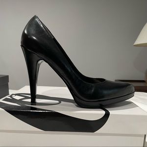 Nine West Black Leather Platform Stiletto Pumps